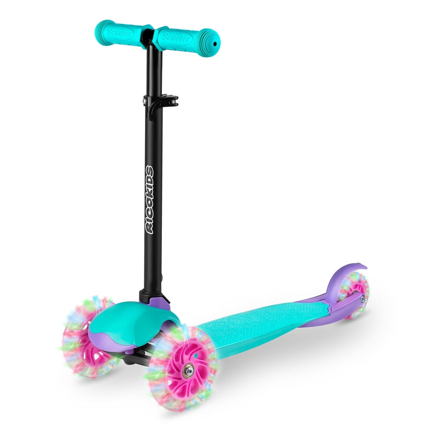 Three-wheel scooter Ricokids Loco - turquoise and pink