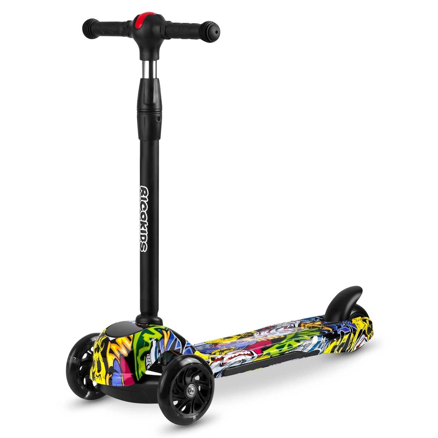 Three-wheel scooter Ricokids Piko - black with colorful patterns