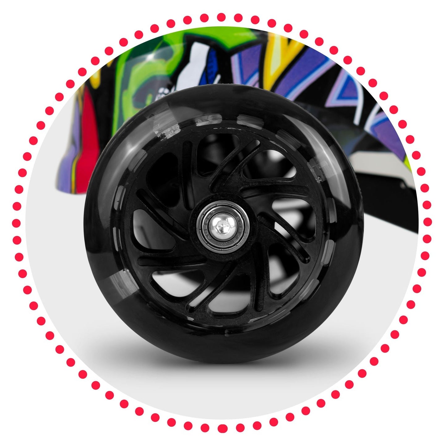 Three-wheel scooter Ricokids Piko - black with colorful patterns