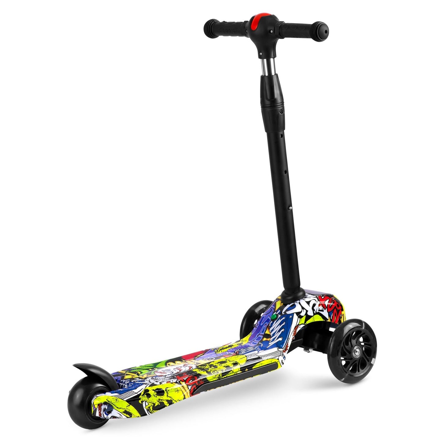 Three-wheel scooter Ricokids Piko - black with colorful patterns