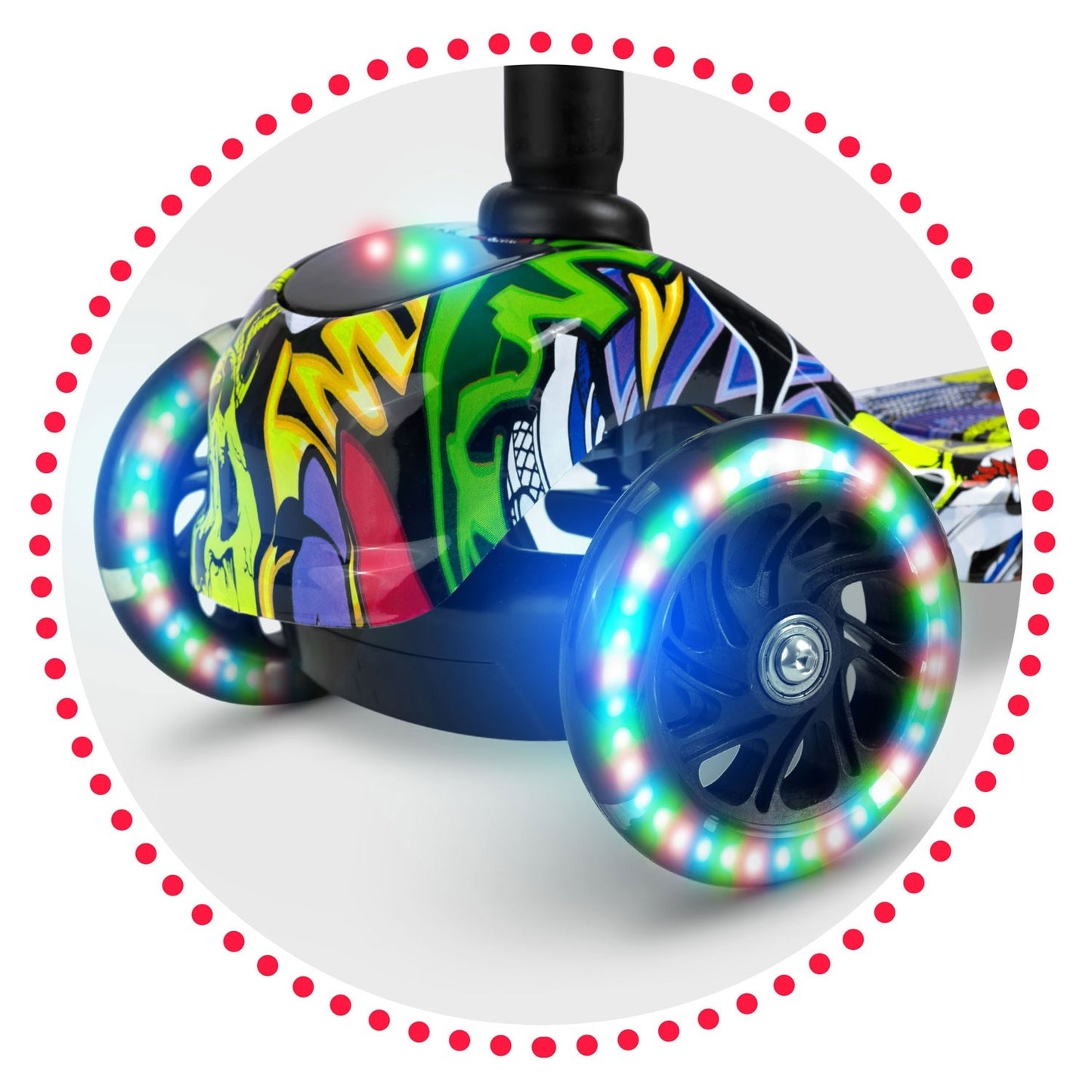 Three-wheel scooter Ricokids Piko - black with colorful patterns