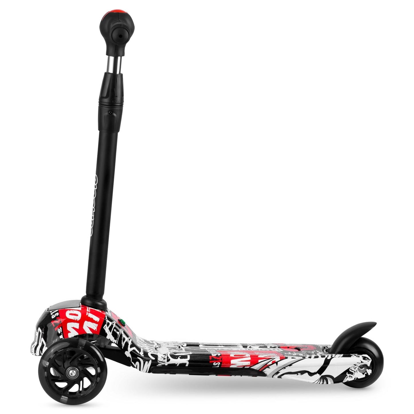 Three-wheel scooter Ricokids Piko - black with white-red pattern