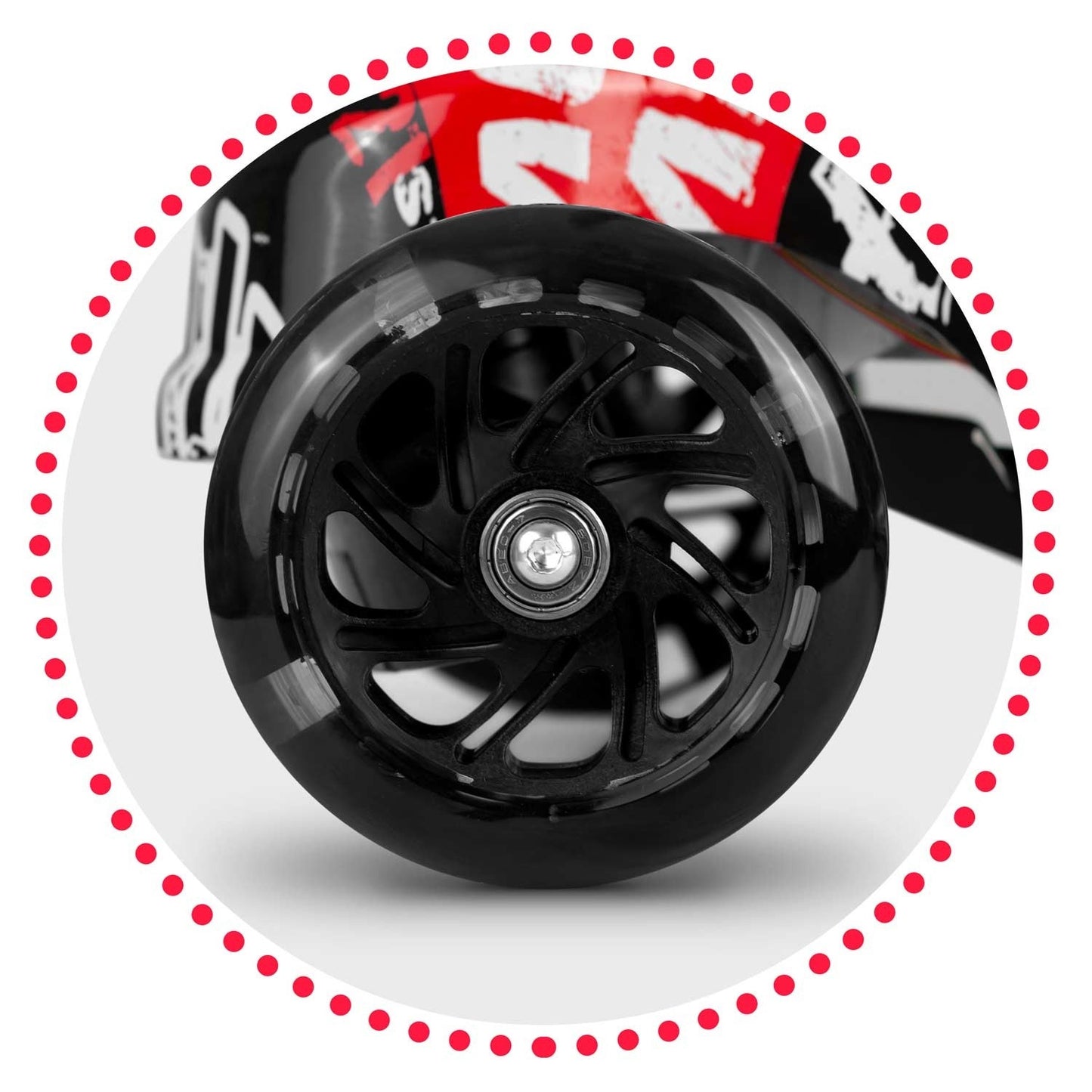 Three-wheel scooter Ricokids Piko - black with white-red pattern