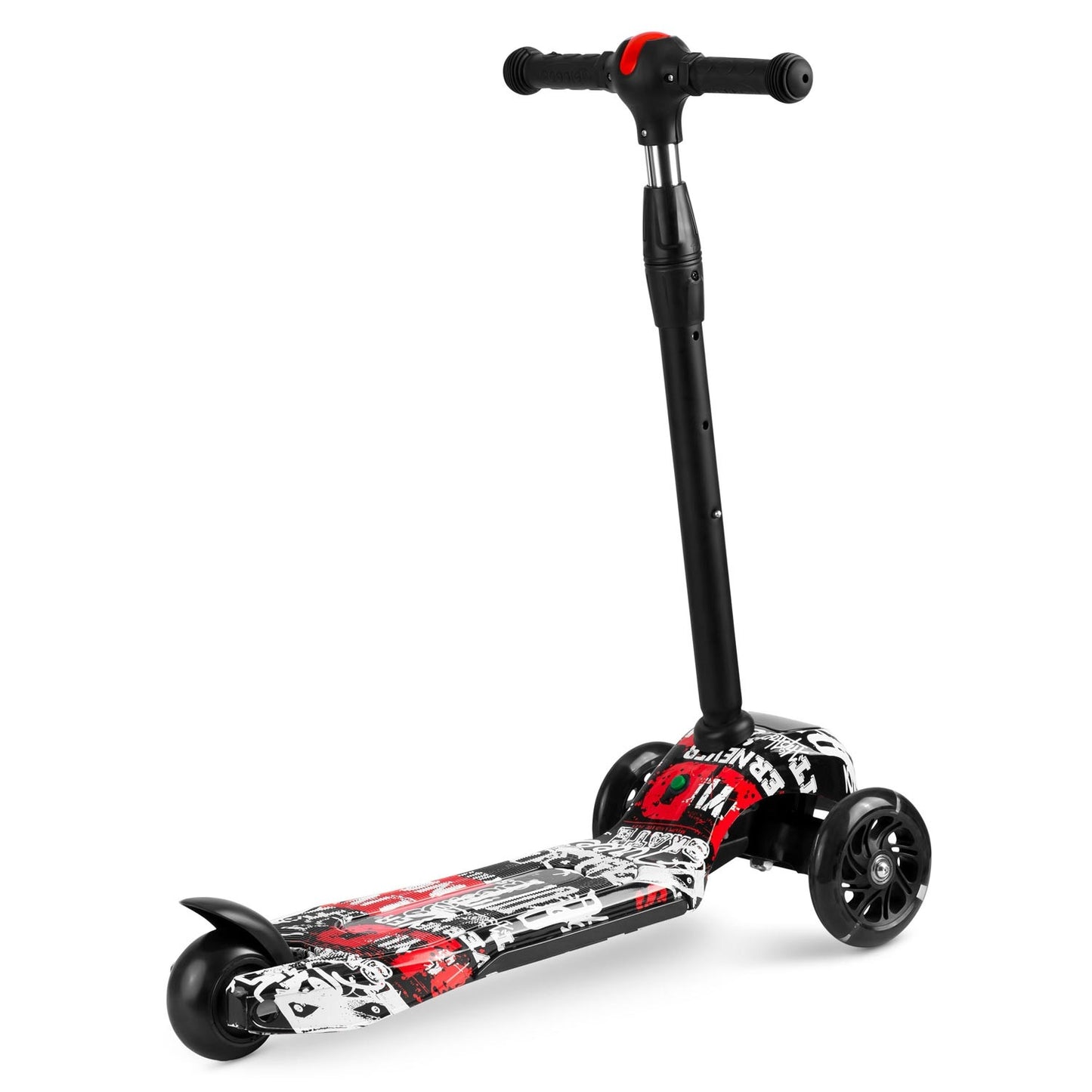 Three-wheel scooter Ricokids Piko - black with white-red pattern