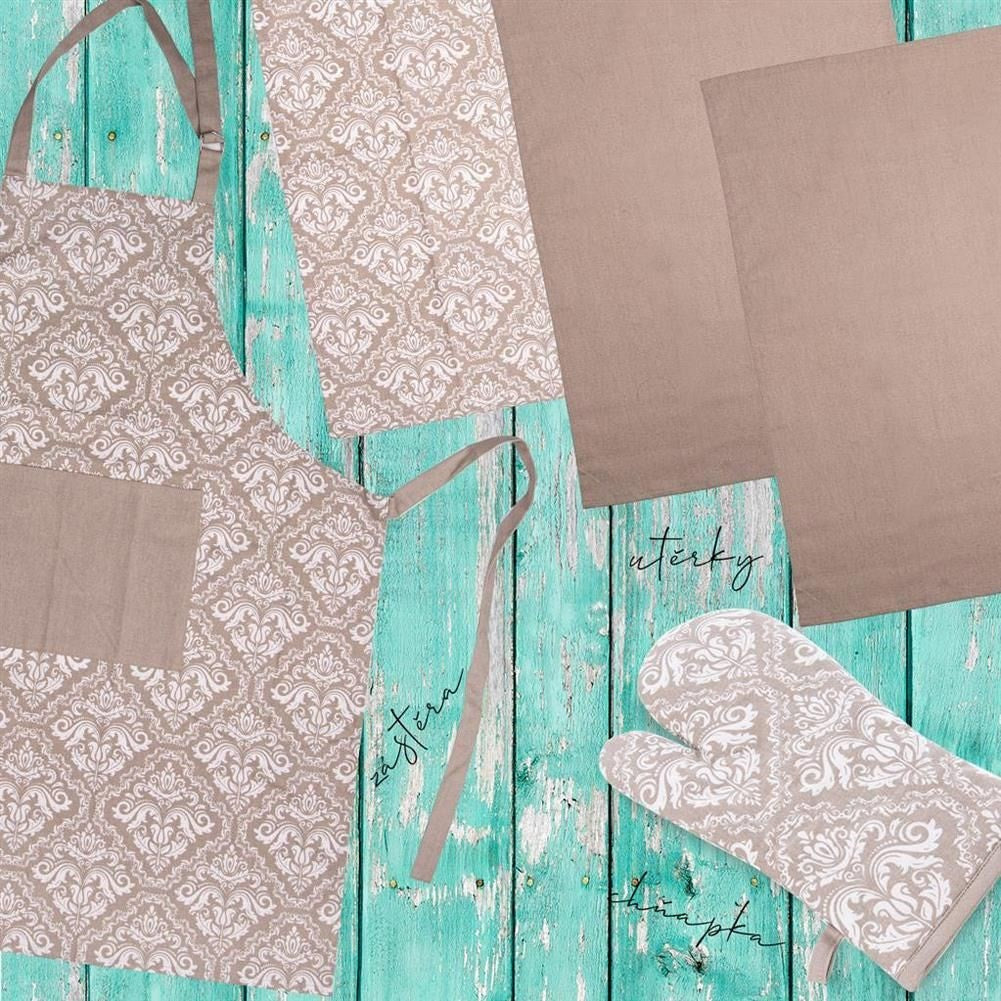 Tie-able cotton apron with a trendy pattern for the kitchen