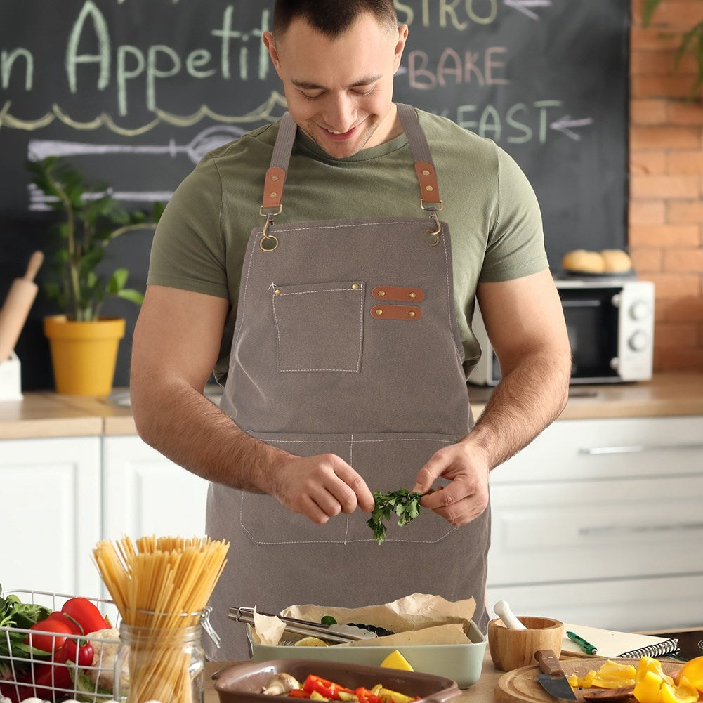 Tied kitchen apron