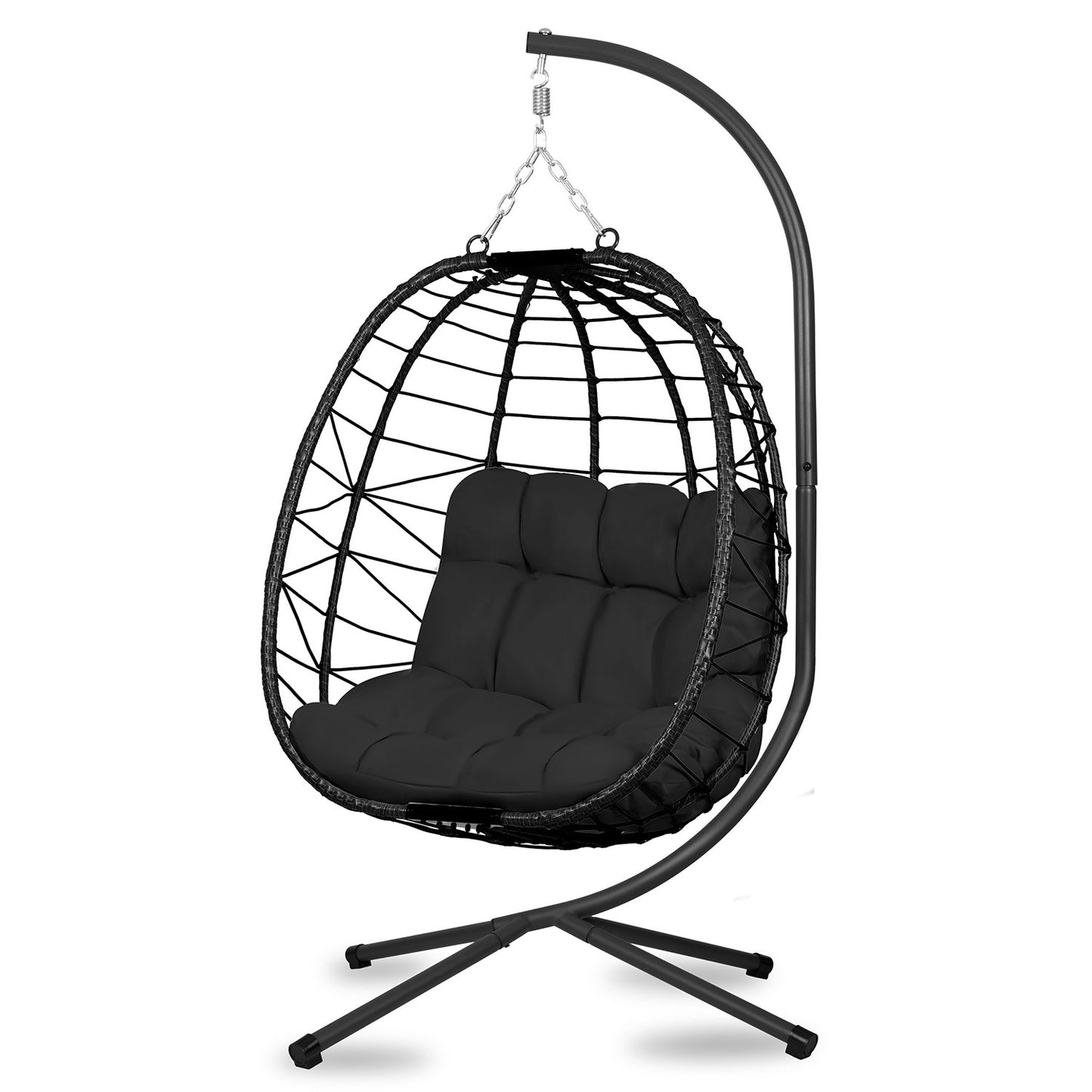Tihuana black hanging garden chair + black cushions Sofotel