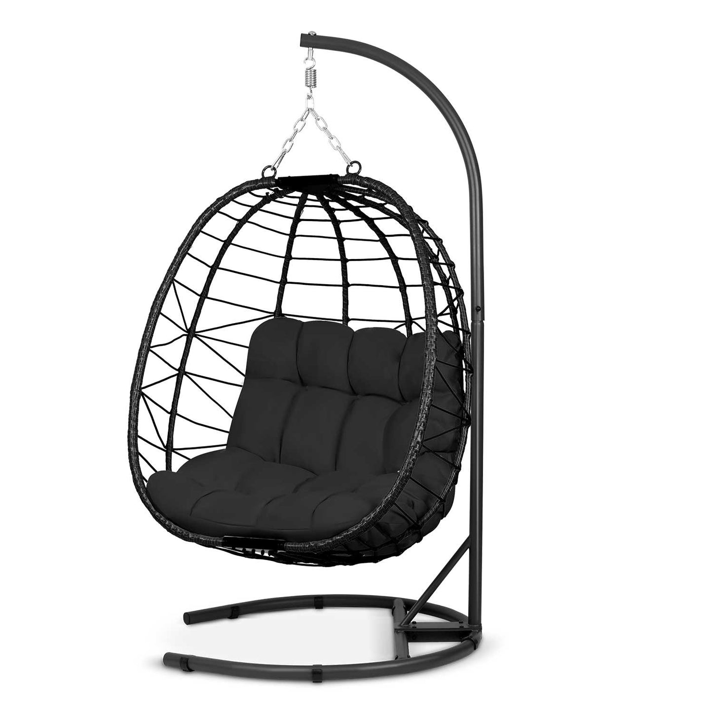 Tihuana black hanging garden chair + black cushions Sofotel