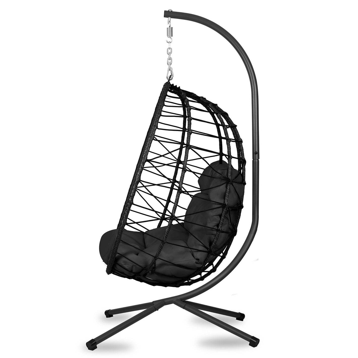 Tihuana black hanging garden chair + black cushions Sofotel