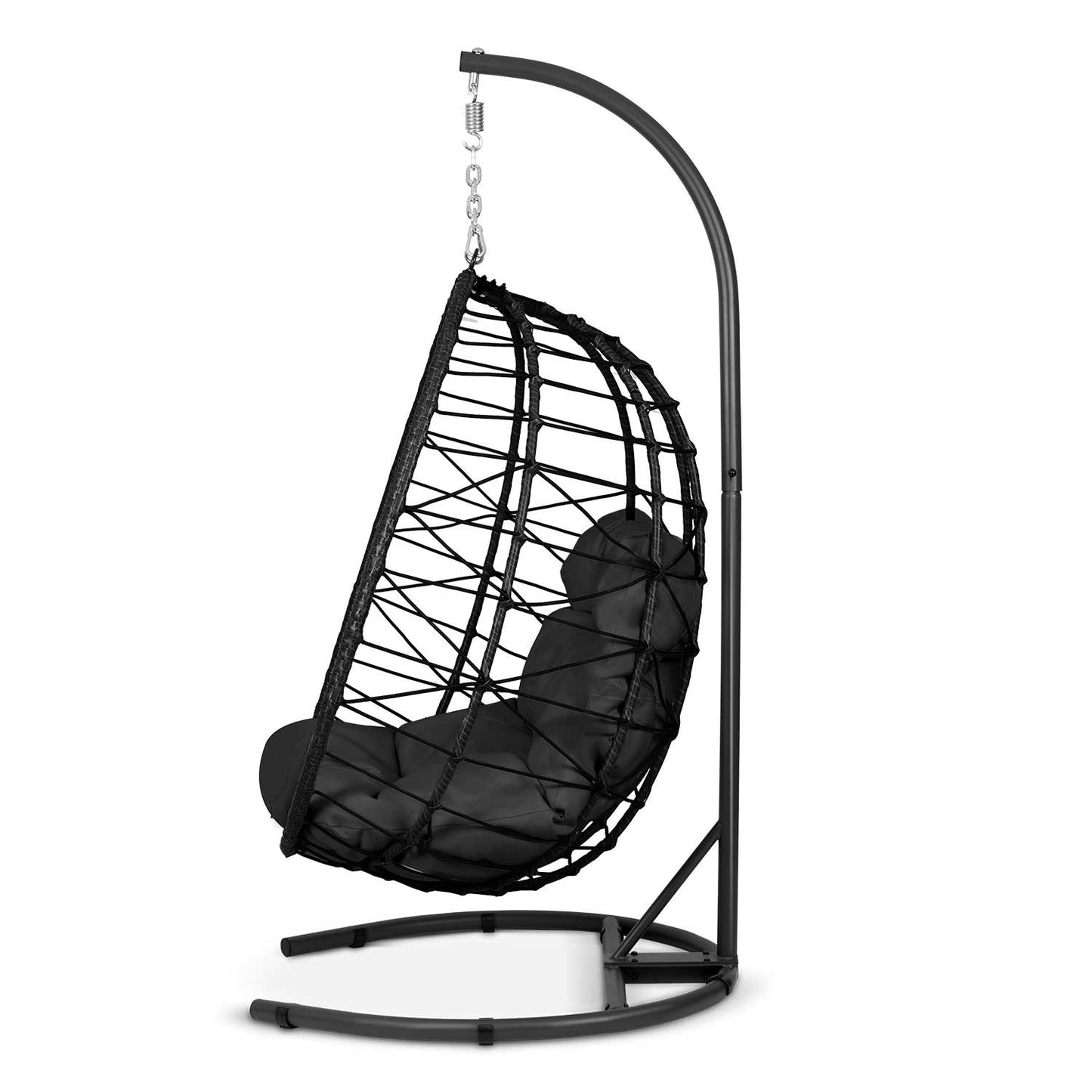 Tihuana black hanging garden chair + black cushions Sofotel
