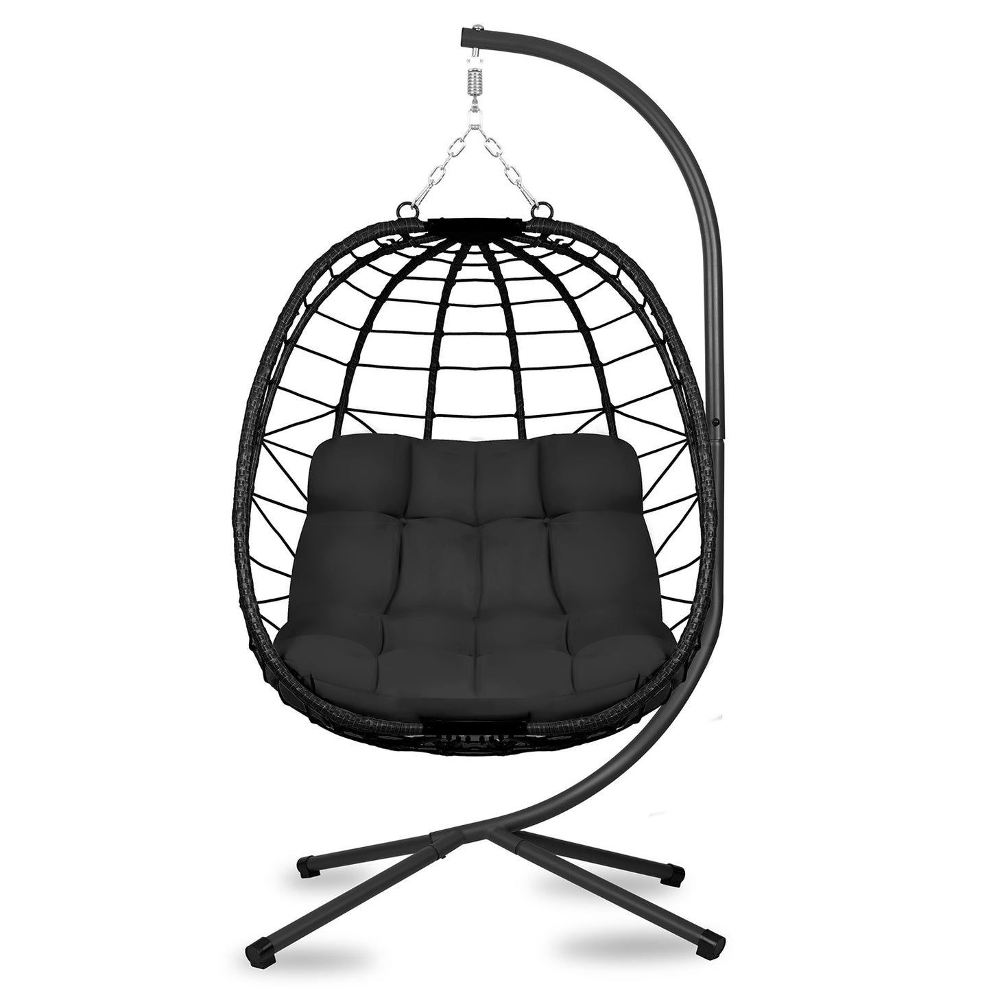 Tihuana black hanging garden chair + black cushions Sofotel
