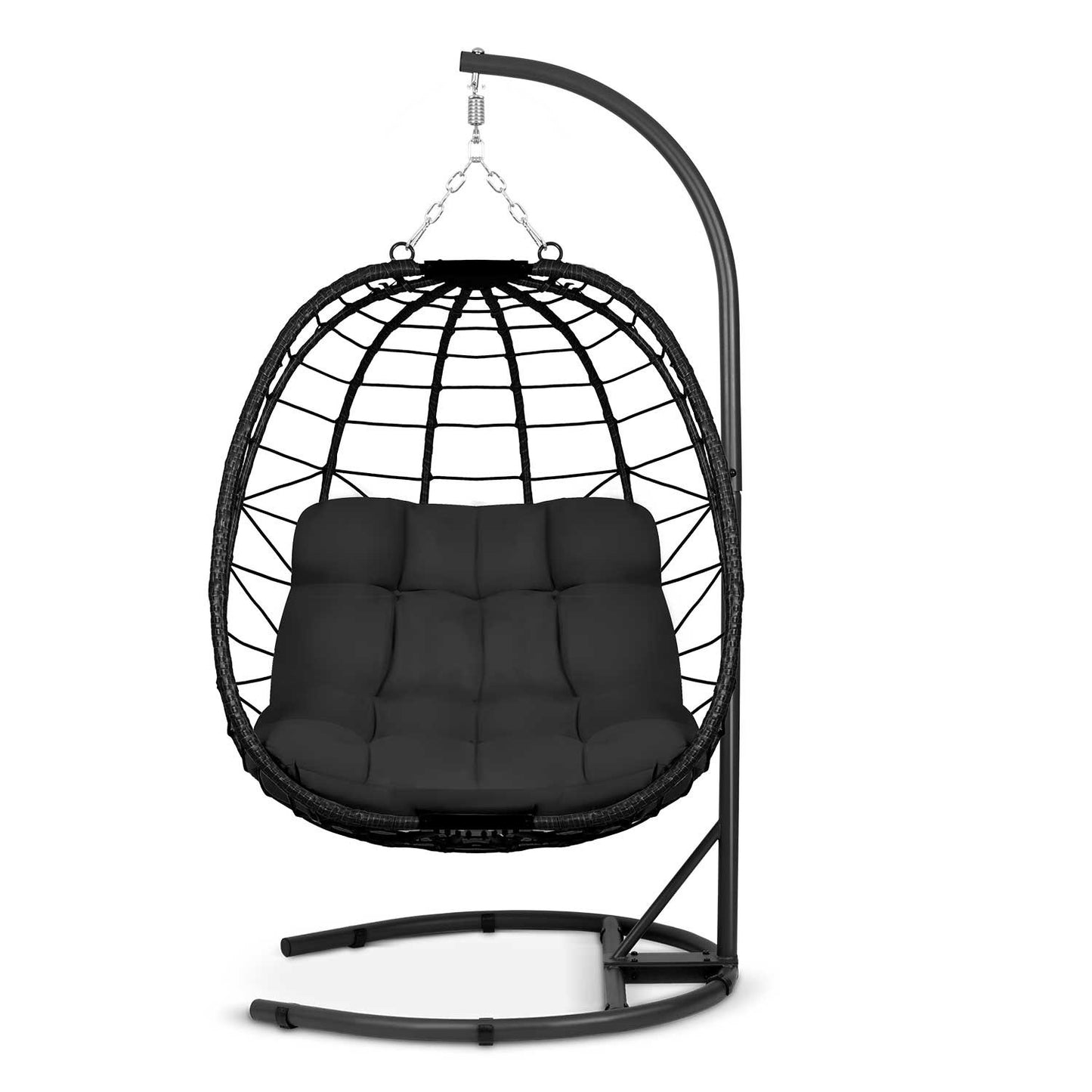 Tihuana black hanging garden chair + black cushions Sofotel
