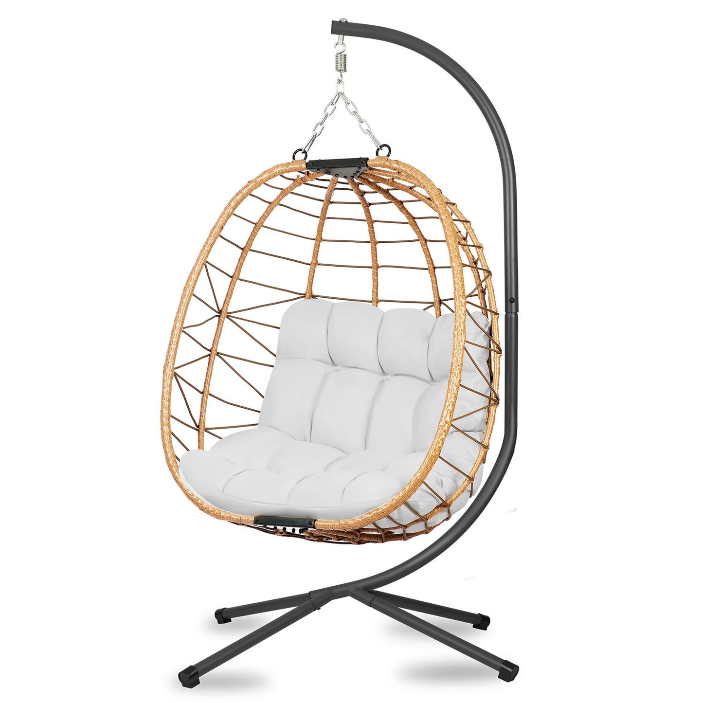 Tihuana brown hanging garden chair + grey cushions Sofotel