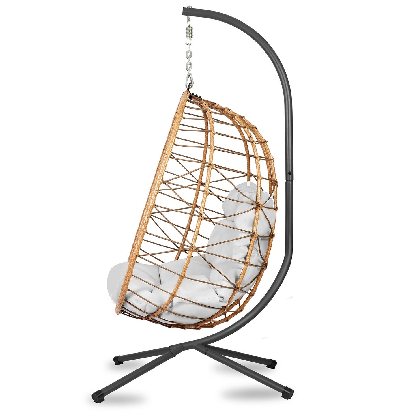 Tihuana brown hanging garden chair + grey cushions Sofotel