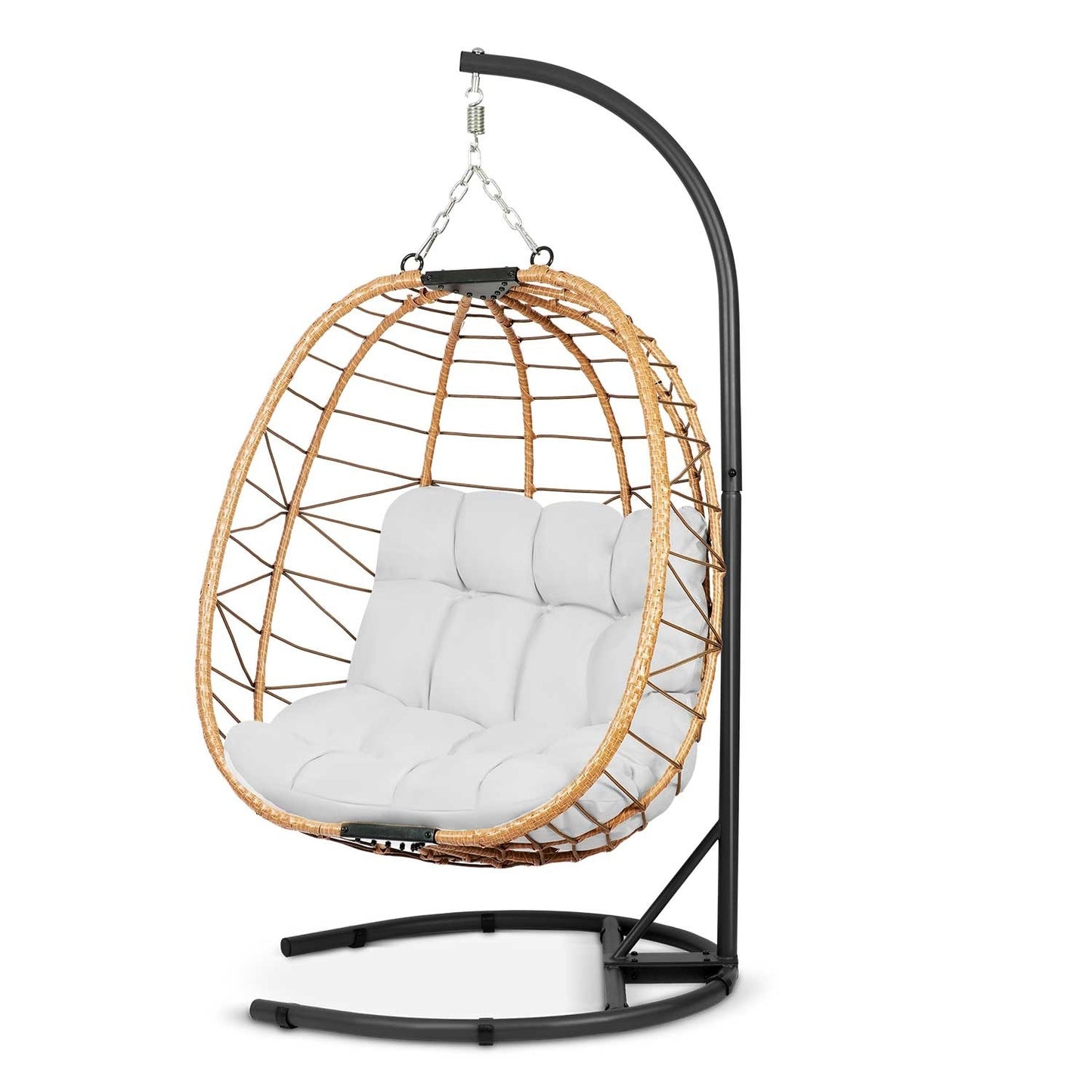 Tihuana brown hanging garden chair + grey cushions Sofotel