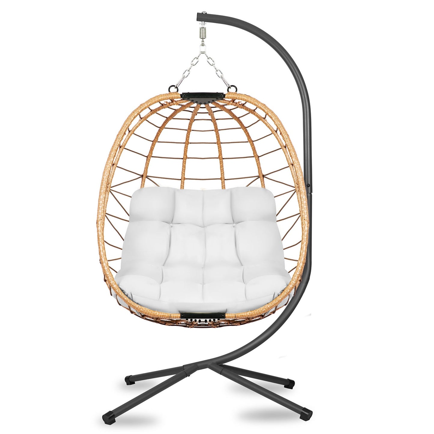 Tihuana brown hanging garden chair + grey cushions Sofotel