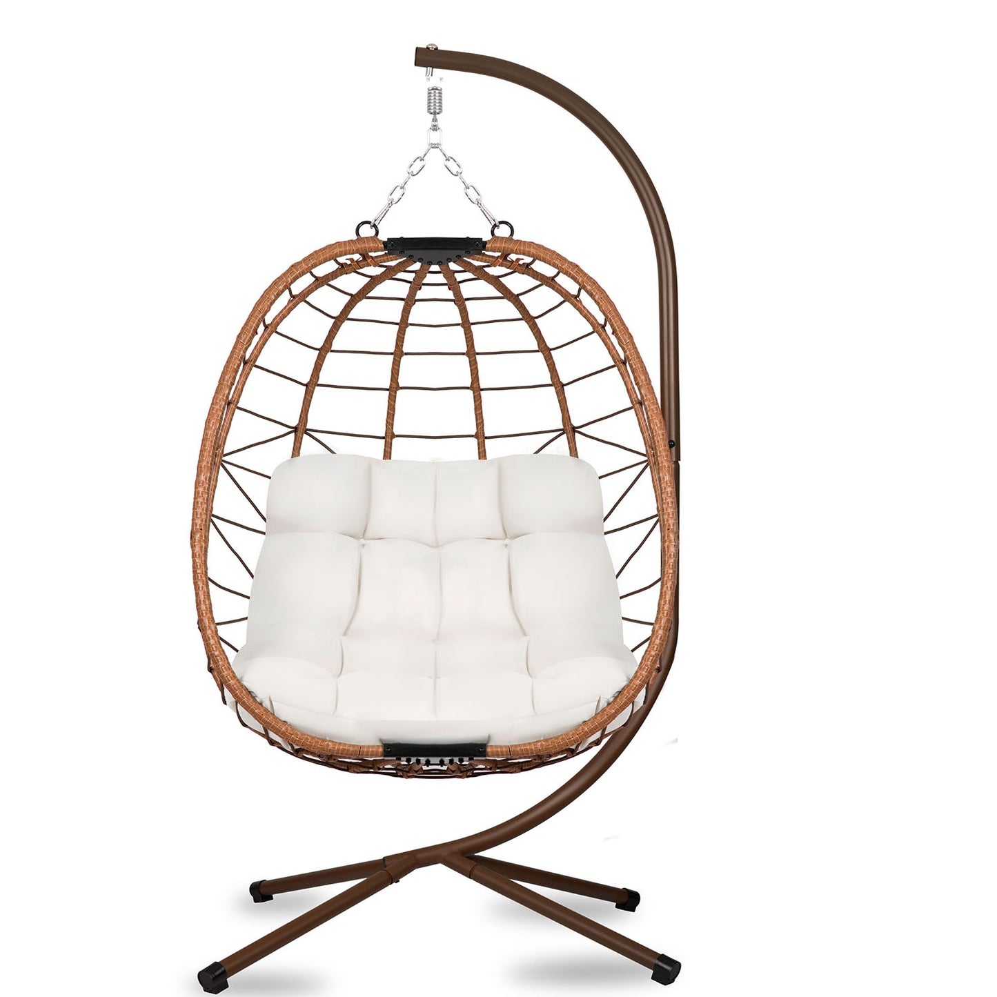 Tihuana brown hanging garden chair + light beige cushions Sofotel