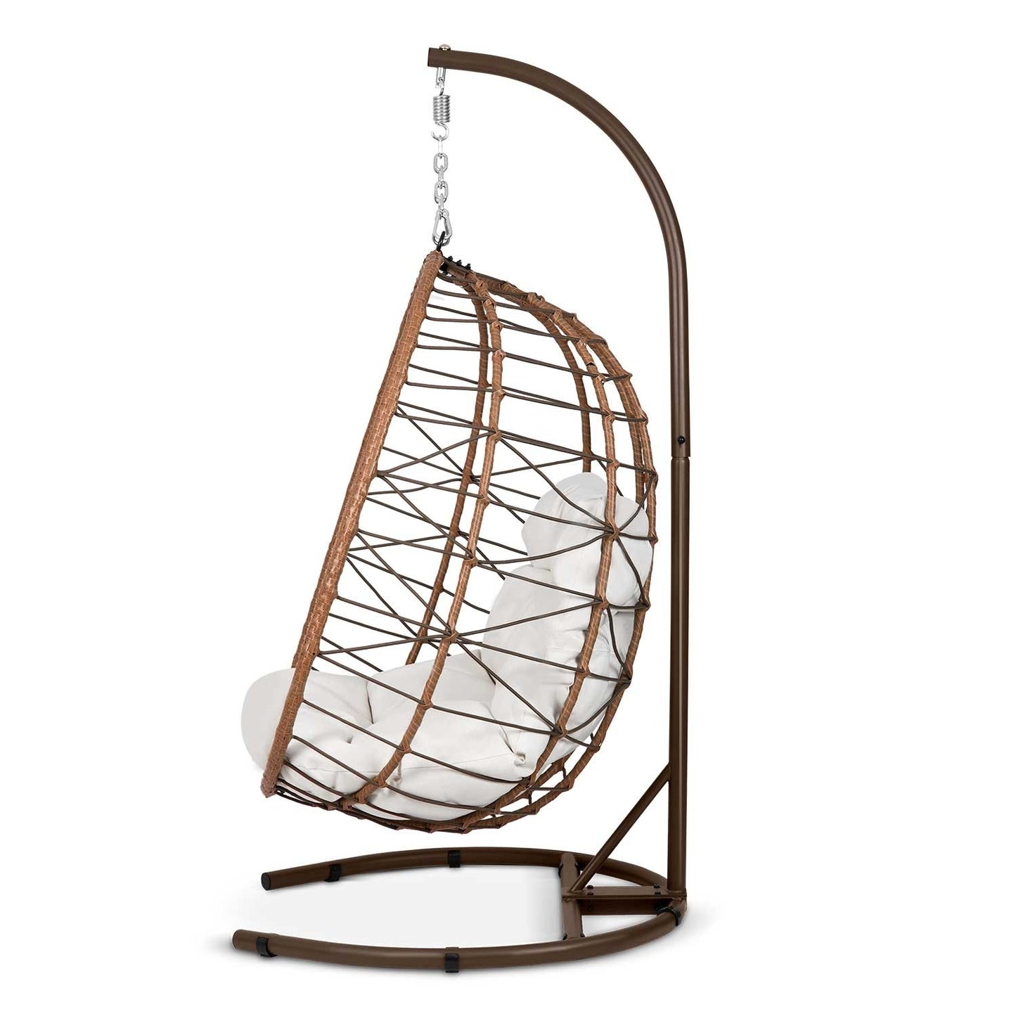 Tihuana brown hanging garden chair + light beige cushions Sofotel