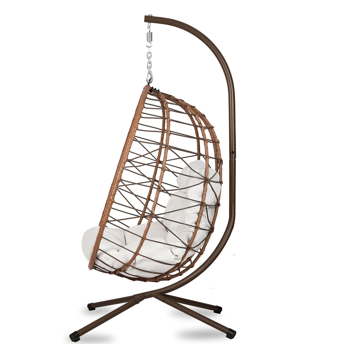 Tihuana brown hanging garden chair + light beige cushions Sofotel