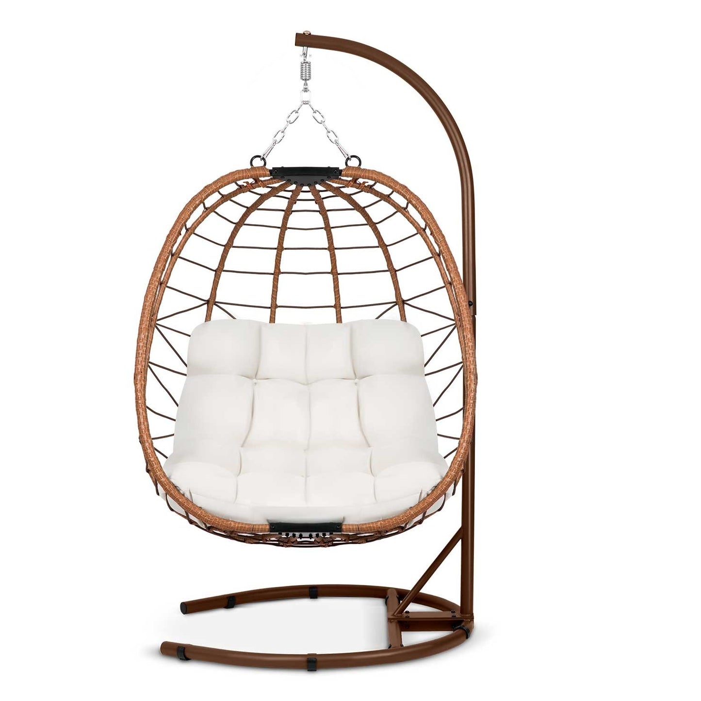 Tihuana brown hanging garden chair + light beige cushions Sofotel