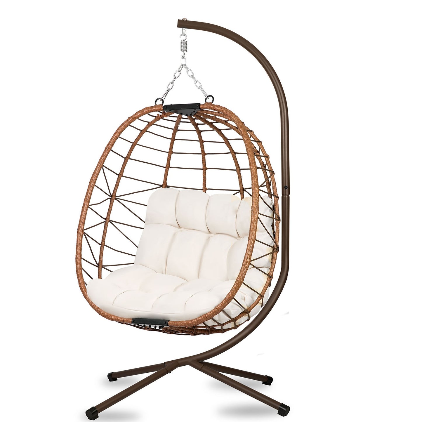 Tihuana brown hanging garden chair + light beige cushions Sofotel