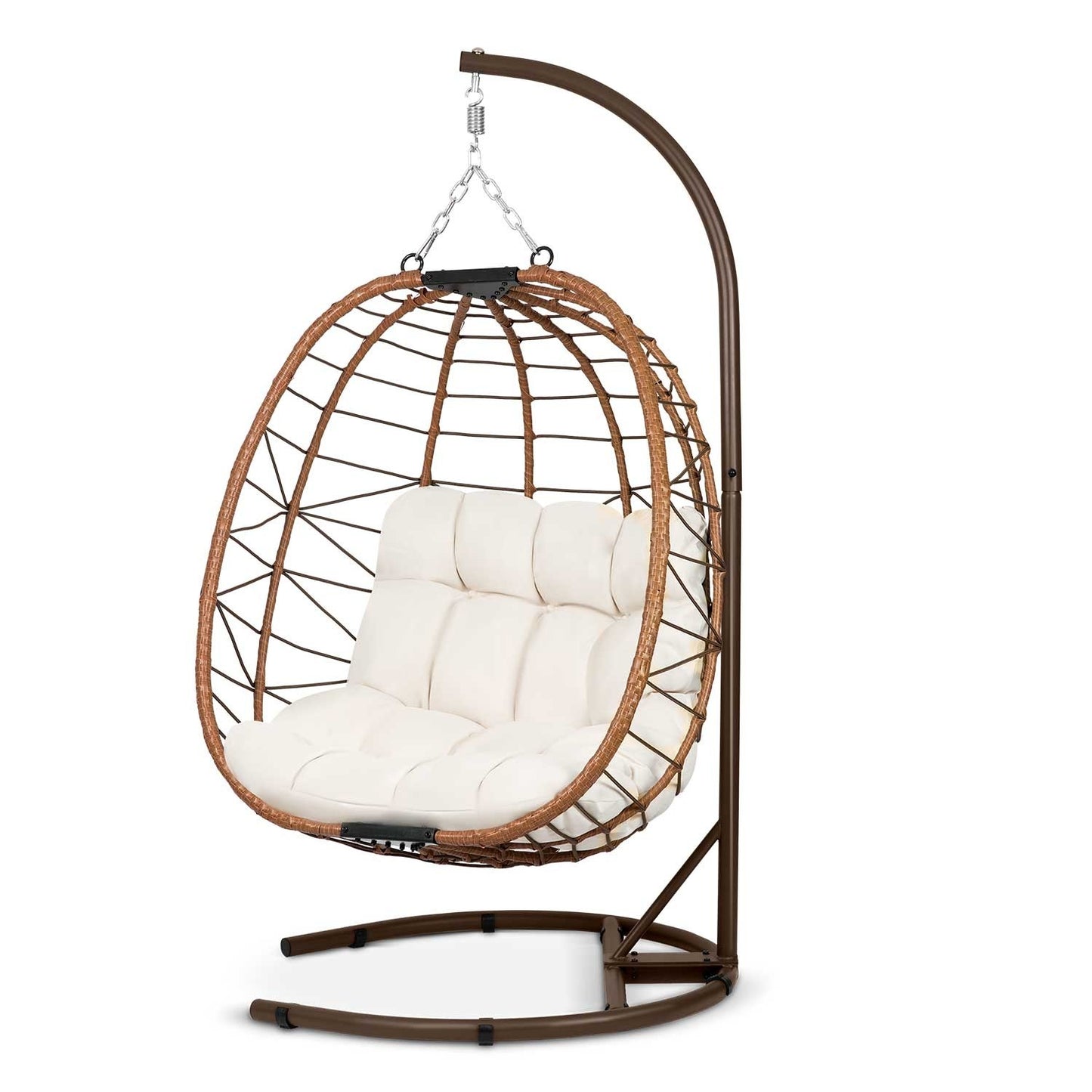 Tihuana brown hanging garden chair + light beige cushions Sofotel