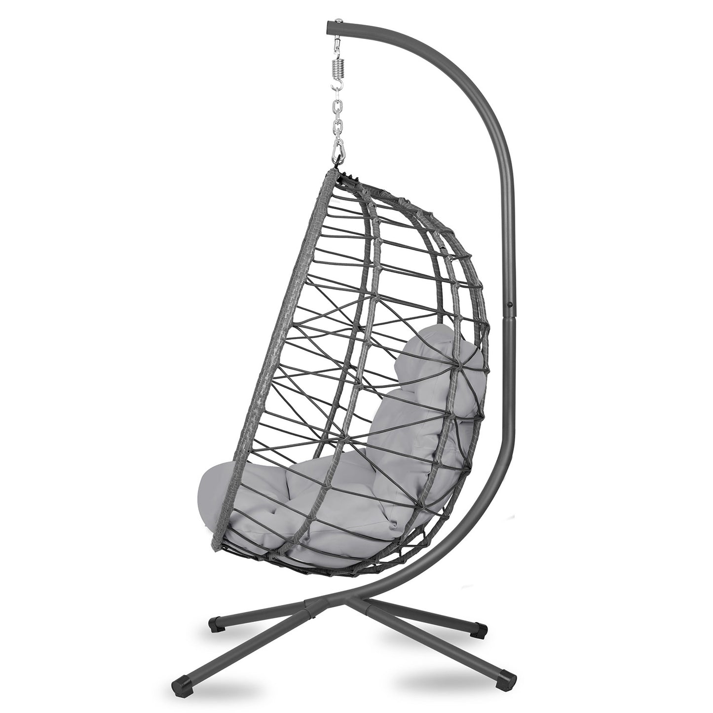Tihuana gray hanging garden chair + gray Sofotel cushions