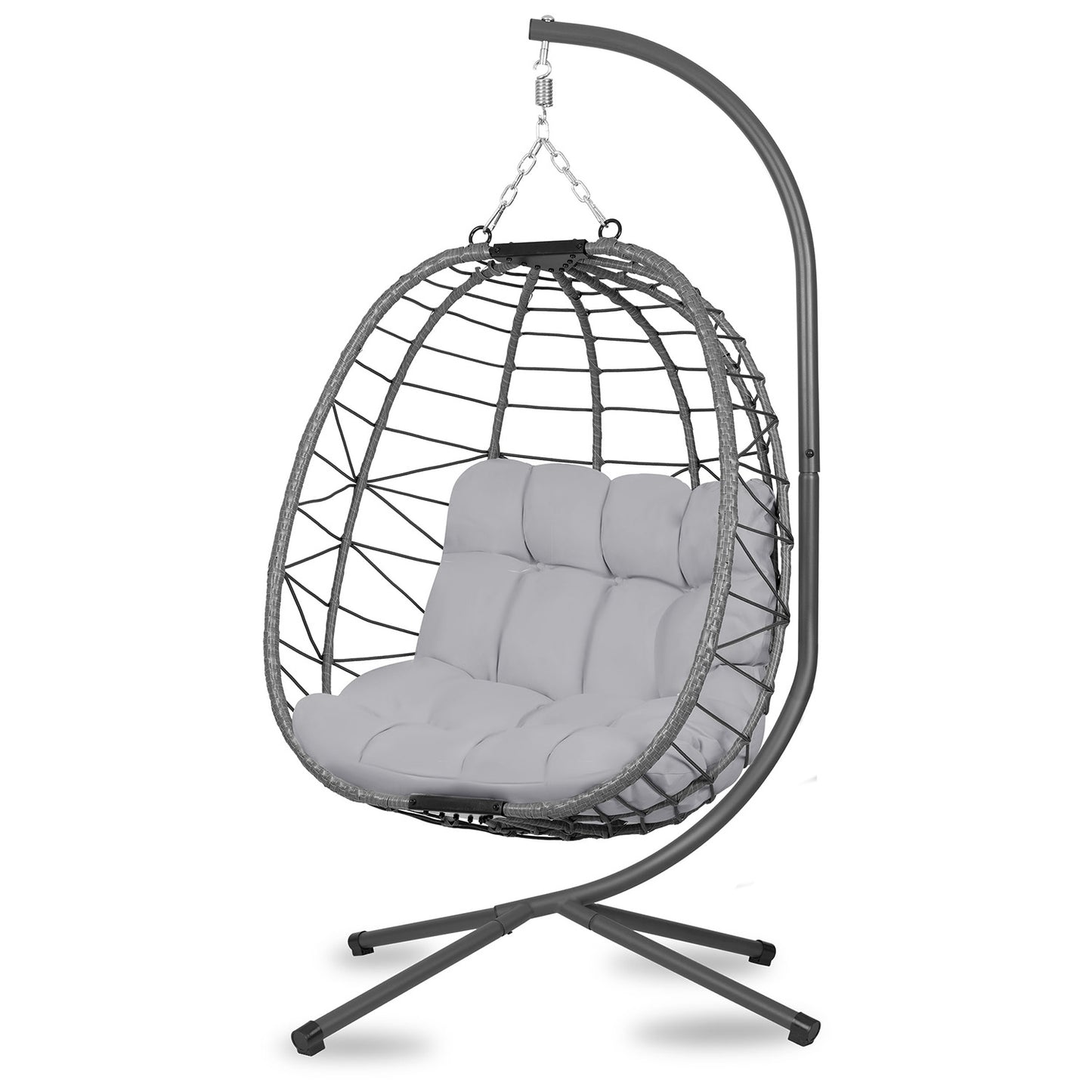 Tihuana gray hanging garden chair + gray Sofotel cushions