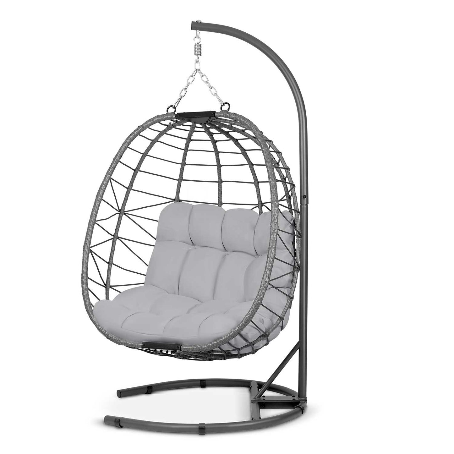 Tihuana gray hanging garden chair + gray Sofotel cushions