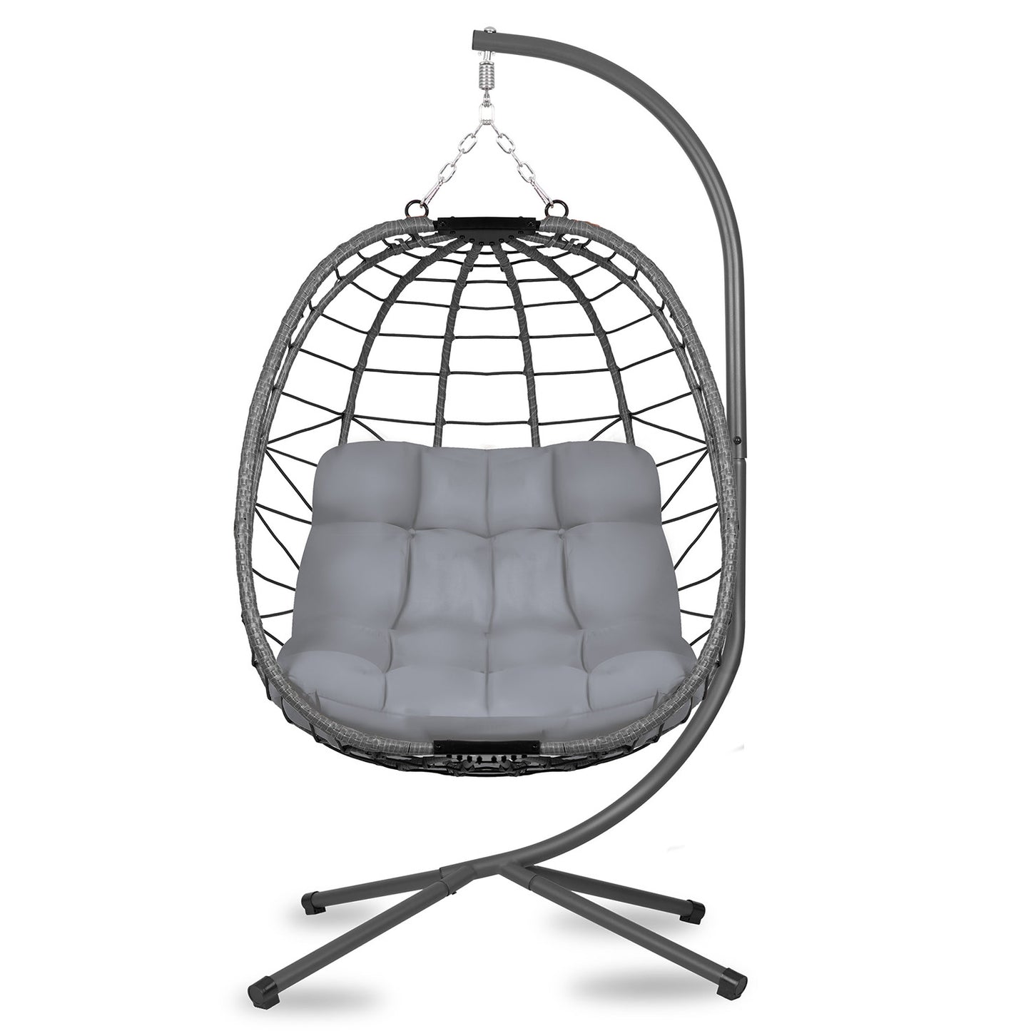 Tihuana gray hanging garden chair + gray Sofotel cushions