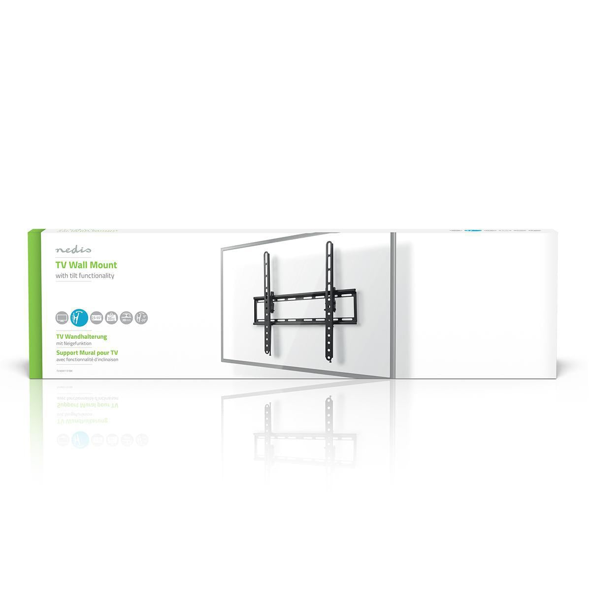 Tiltable TV wall mount | 23-55 " | Maximum screen weight supported: 35 kg | Can be tilted: 12 ° | Minimum wall distance: 38 mm | Steel | Black