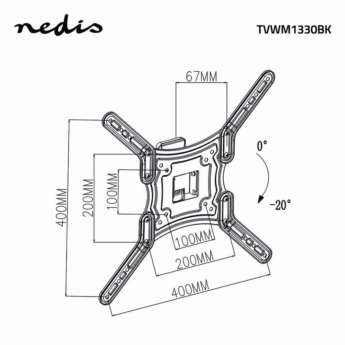 Tilt and swivel TV wall mount | 23-55 " | Maximum Screen Weight Supported: 30kg | Tiltable | Rotatable | Minimum Wall Distance: 67mm | Maximum Wall Distance: 67mm | 1 Pivot Point(s) | ABS / Steel | Black