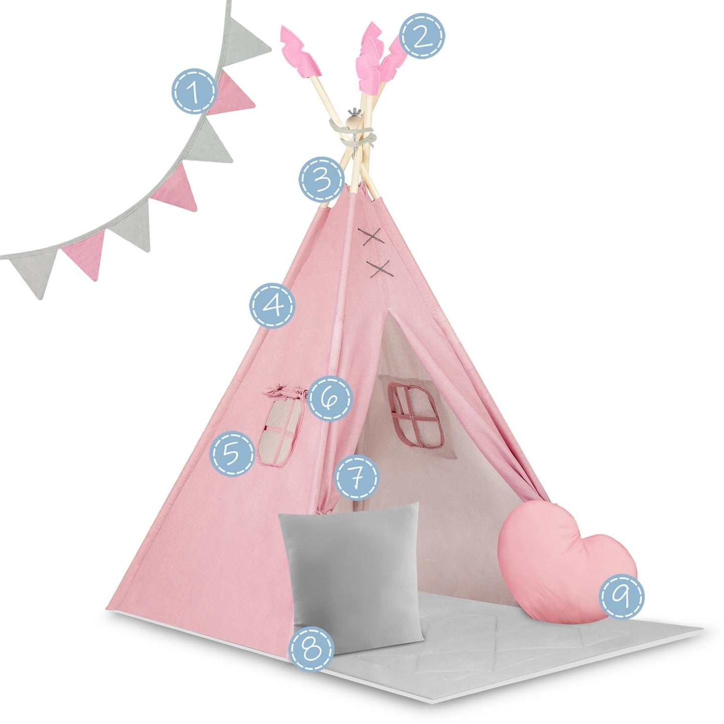 Tipi tent for children NK-406 Nukido - Pink