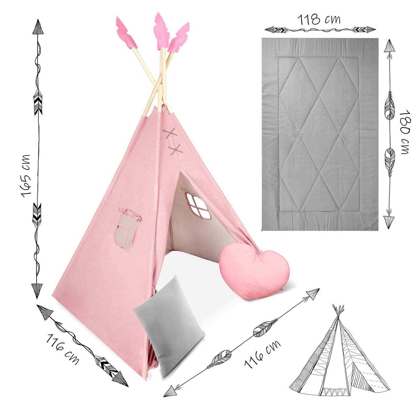 Tipi tent for children NK-406 Nukido - Pink