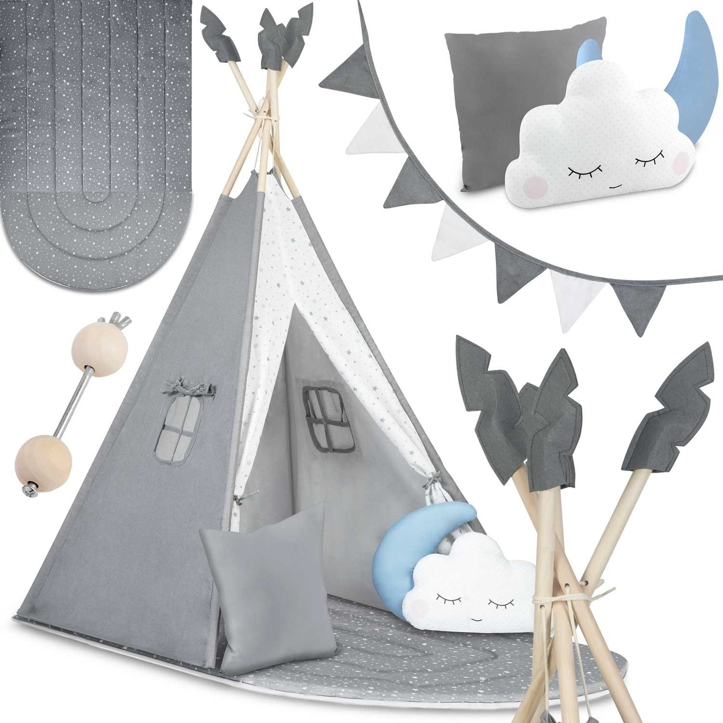 Tipi tent for children NK-406 Nukido - gray