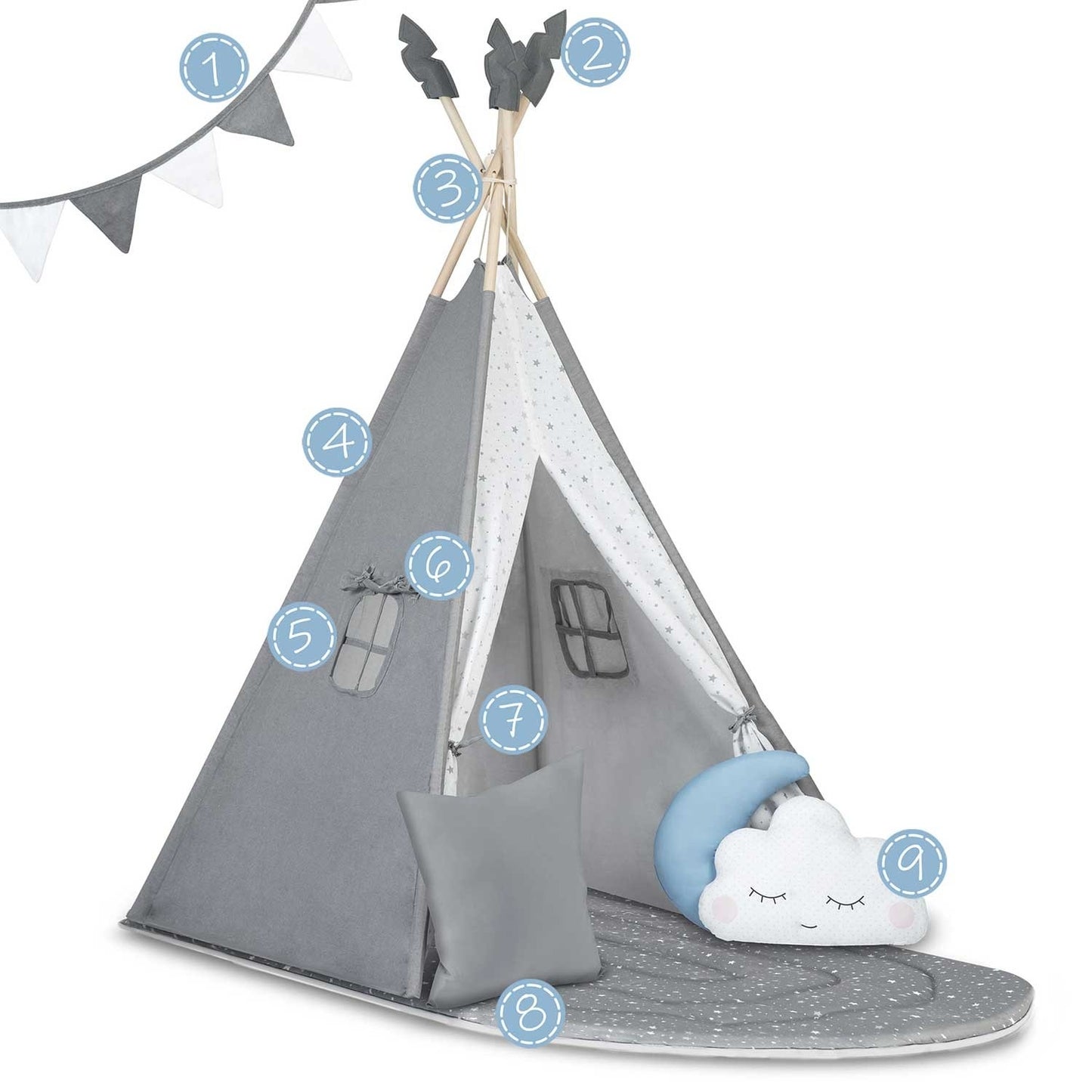 Tipi tent for children NK-406 Nukido - gray