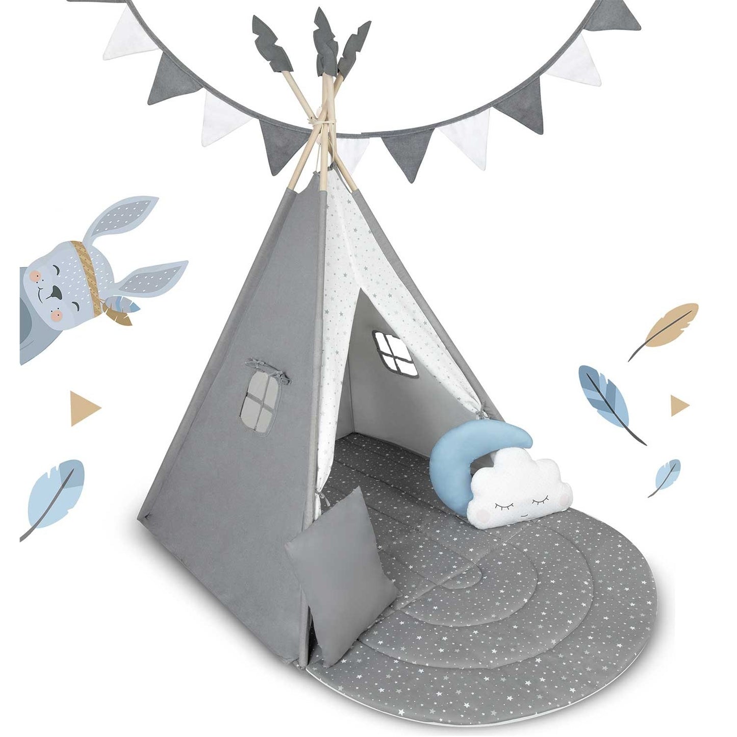 Tipi tent for children NK-406 Nukido - gray