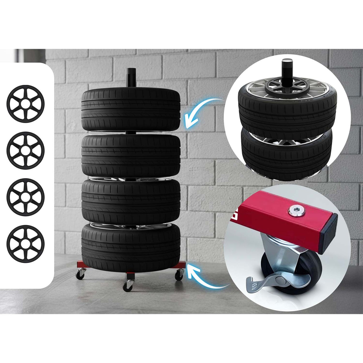 Tire rack wheel hanger for 4 tires Humberg HM-387