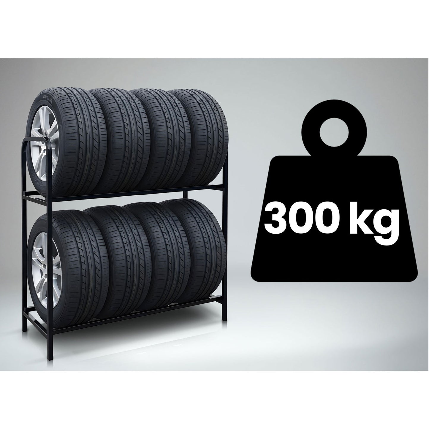 Tire rack, wheel rack, metal shelf for 8 tires, Humberg HM-386