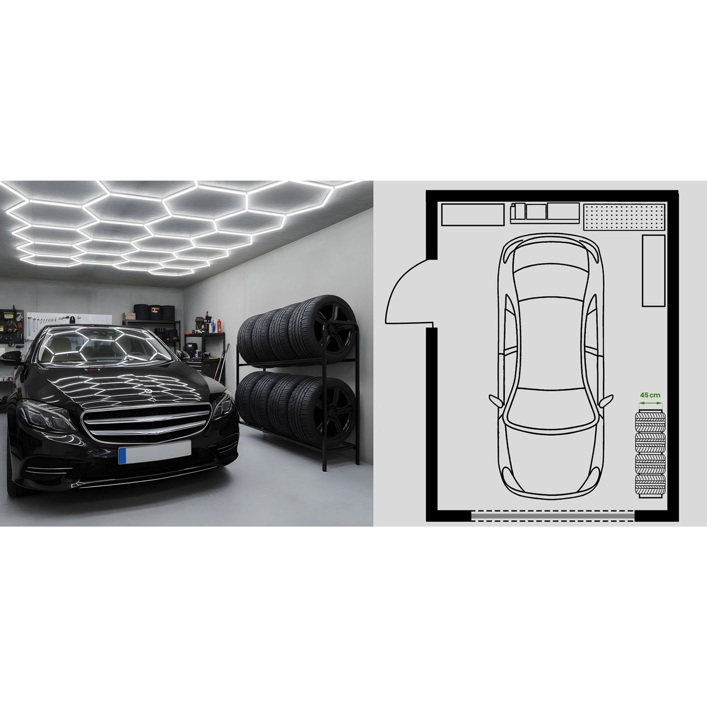 Tire rack, wheel rack, metal shelf for 8 tires, Humberg HM-386