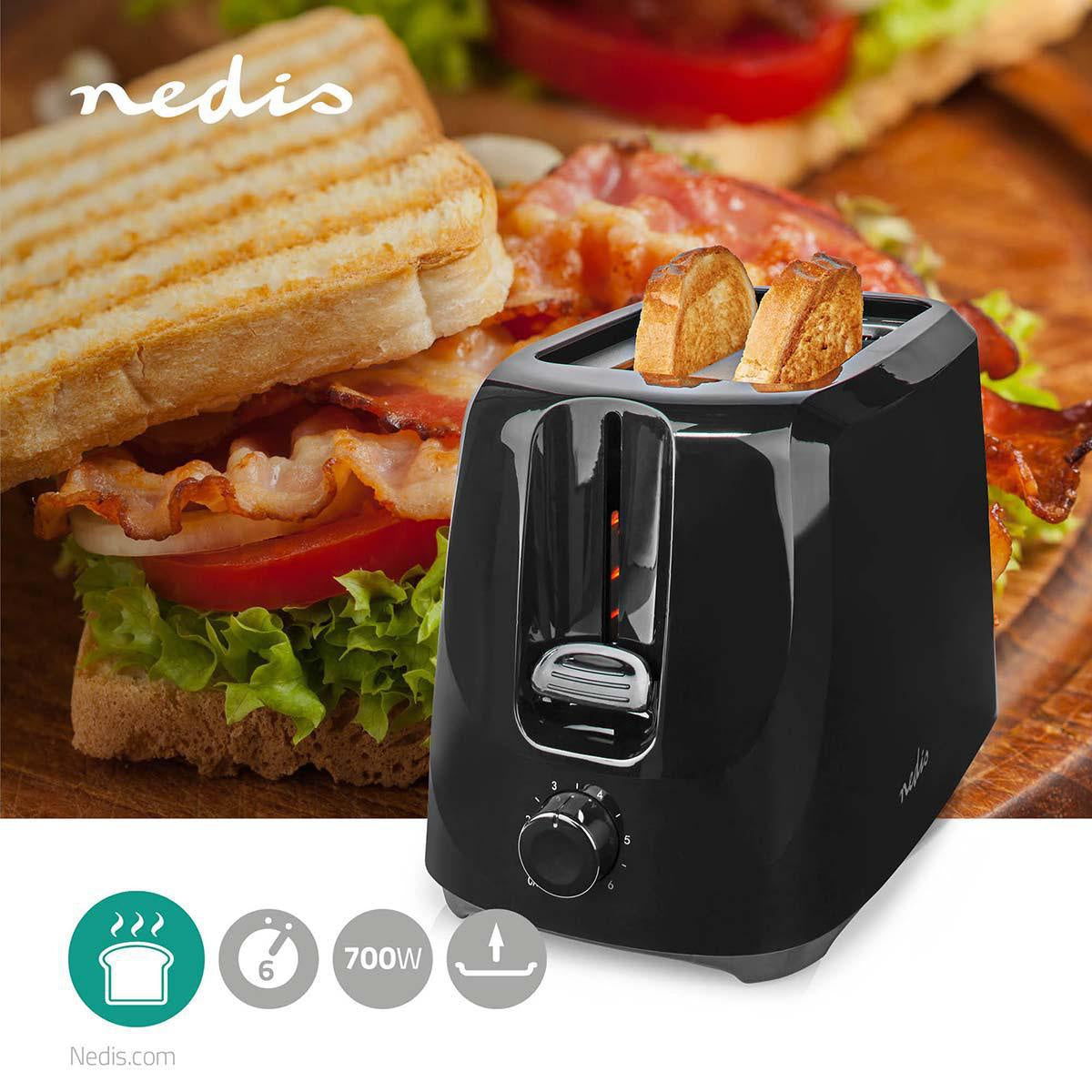 Toaster | 2 Discs | Degree of brownness: 6 | Black