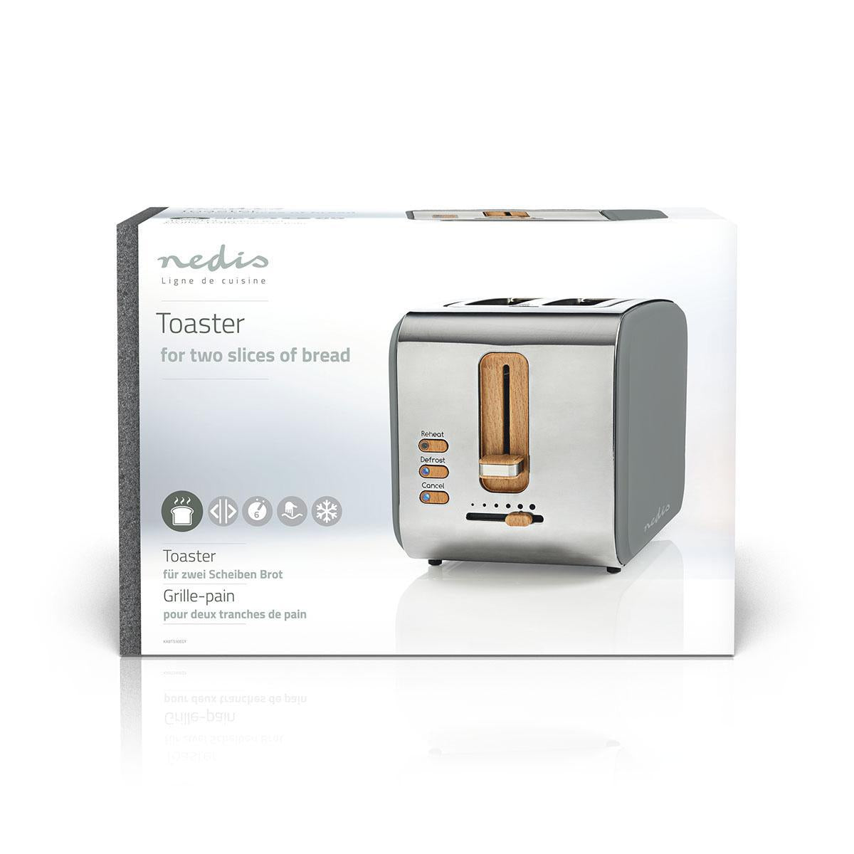 Toaster | Soft Touch Series | 2 Discs | Degree of brownness: 6 | Defrost function | Gray