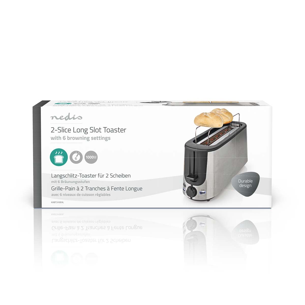 Toaster | Stainless Steel Series | 1 Discs | Degree of brownness: 6 | Defrost function | Bread shelf | Aluminum