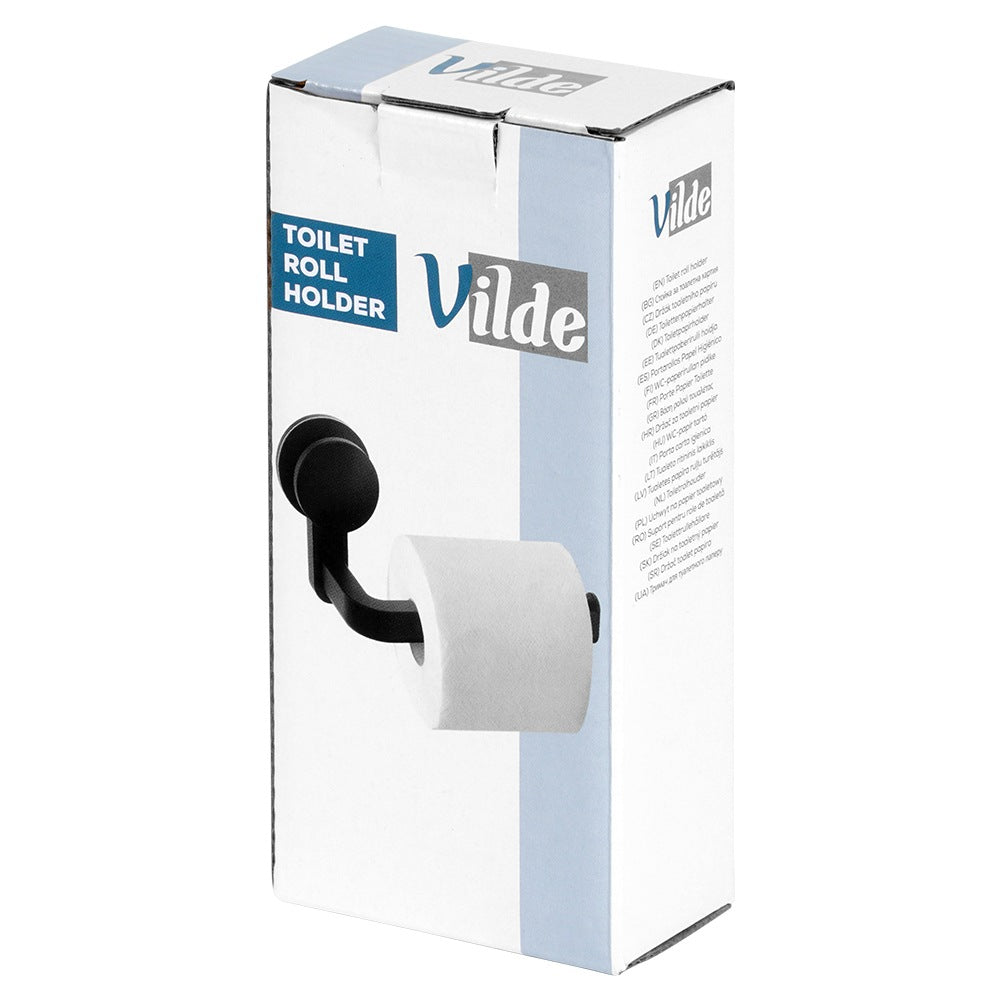 Toilet Paper Holder, Suction Cup, Black, 16.5 cm