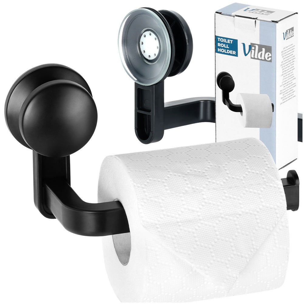 Toilet Paper Holder, Suction Cup, Black, 16.5 cm