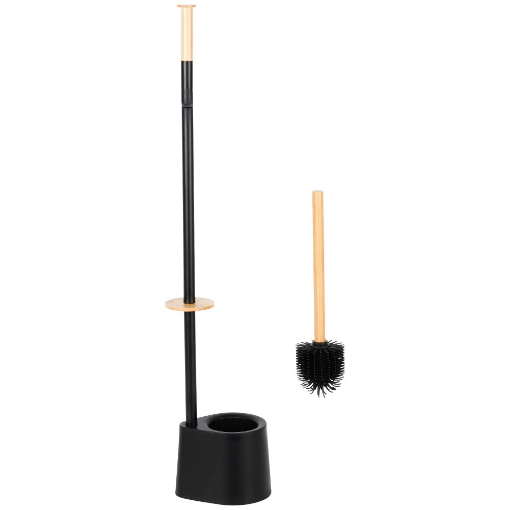 Toilet Paper Holder with Brush, Black, 66 cm