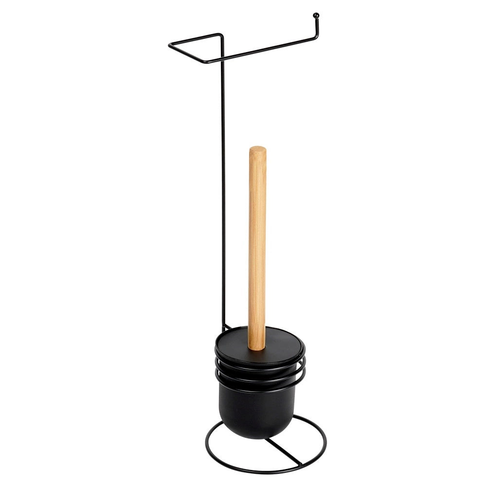 Toilet Roll Holder & Brush Set, Black, 53 cm