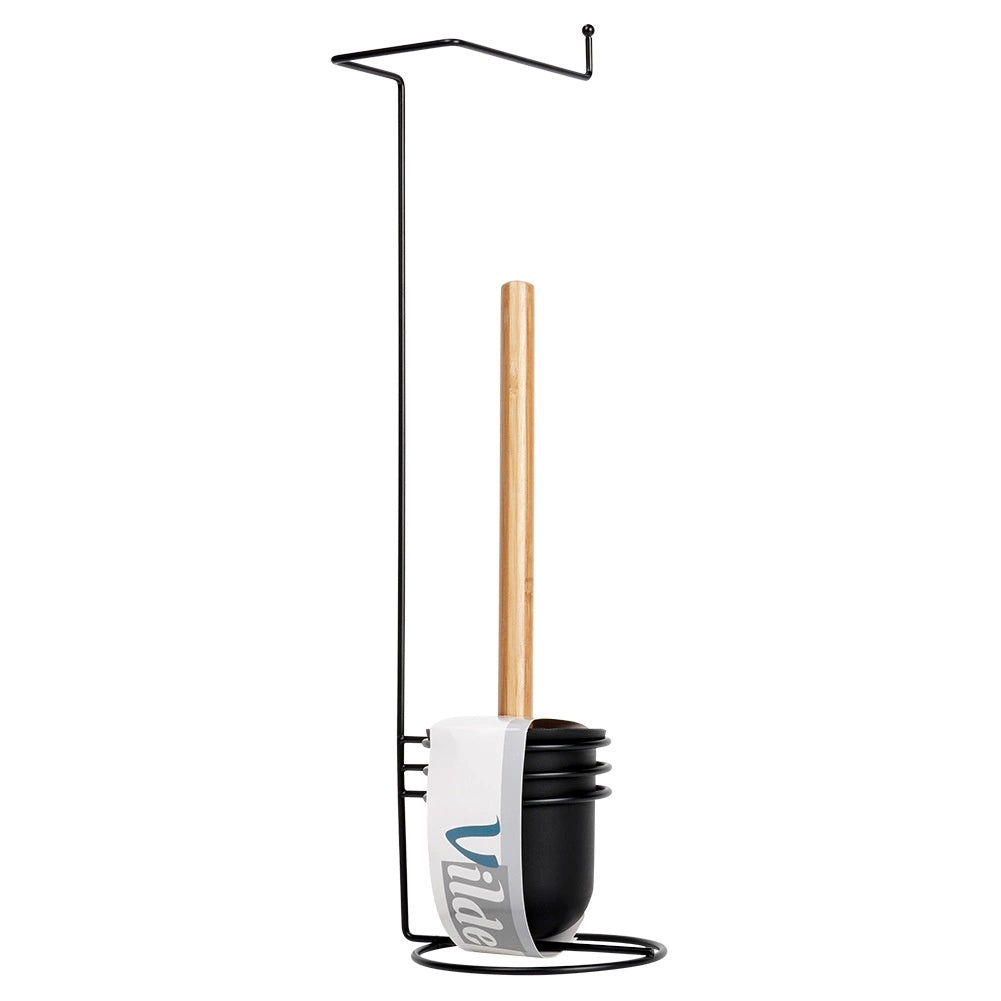 Toilet Roll Holder & Brush Set, Black, 53 cm