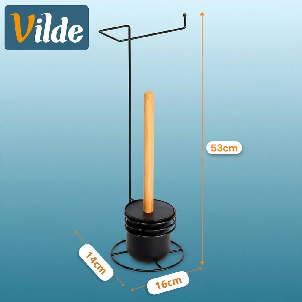 Toilet Roll Holder & Brush Set, Black, 53 cm