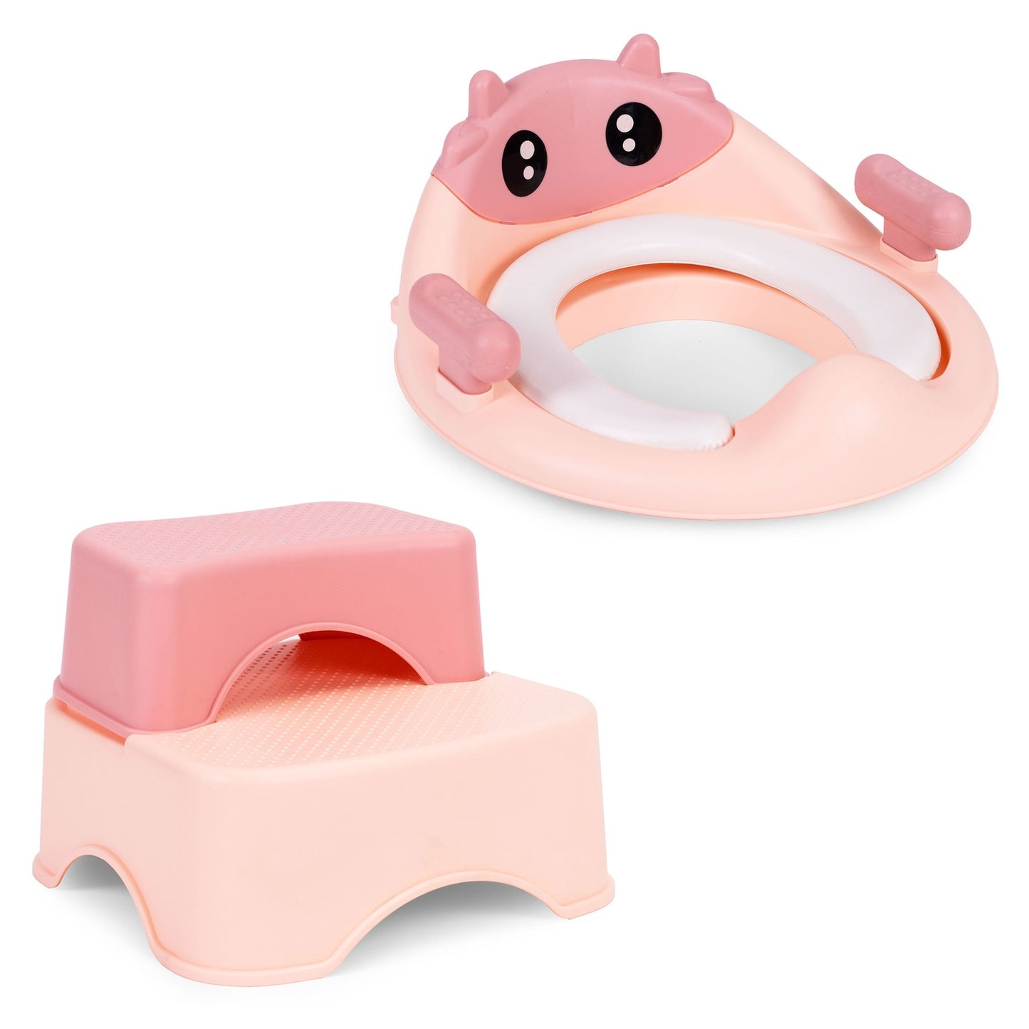 Toilet Training Seat with Steps for Kids, Pink
